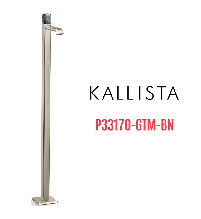 Vòi chậu rửa mặt đơn đặt sàn - đá xanh màu nickel Kallista P33170-GTM-BN