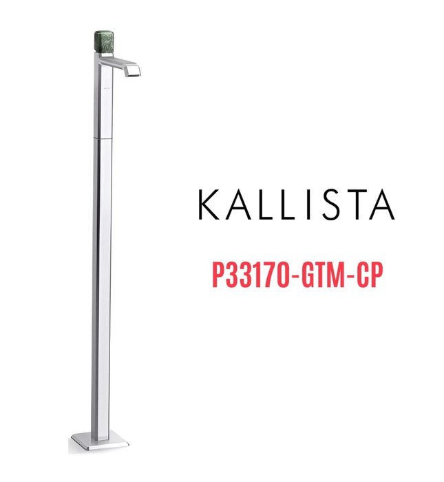 Vòi chậu rửa mặt đơn đặt sàn - đá xanh màu chrome Kallista P33170-GTM-CP