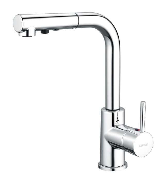 Vòi Rửa Bát Nóng Lạnh Dây Rút Caesar K915C Cần Cứng Gắn Chậu