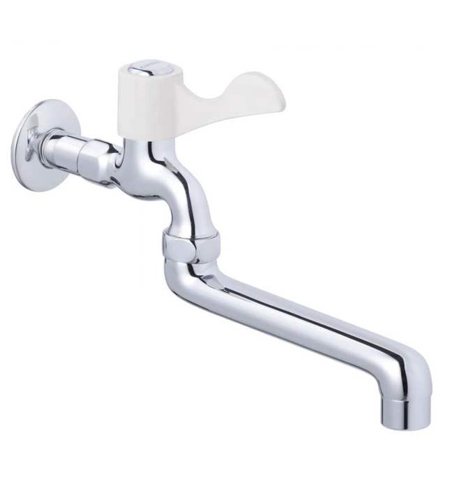 Vòi Lạnh Gắn Tường Tay Nhựa Gạt Cần Nối Dài Caesar WL027C