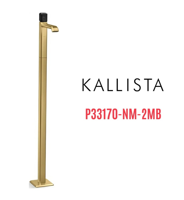 Vòi chậu rửa mặt đơn đặt sàn - đá đen màu đồng Kallista P33170-NM-2MB