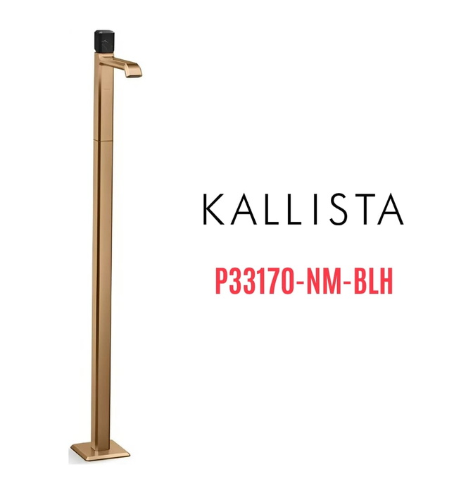 Vòi chậu rửa mặt đơn đặt sàn - đá trắng màu đồng Kallista P33170-WC-BLH