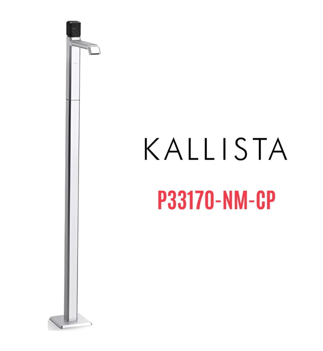 Vòi chậu rửa mặt đơn đặt sàn - đá đen màu chrome Kallista P33170-NM-CP