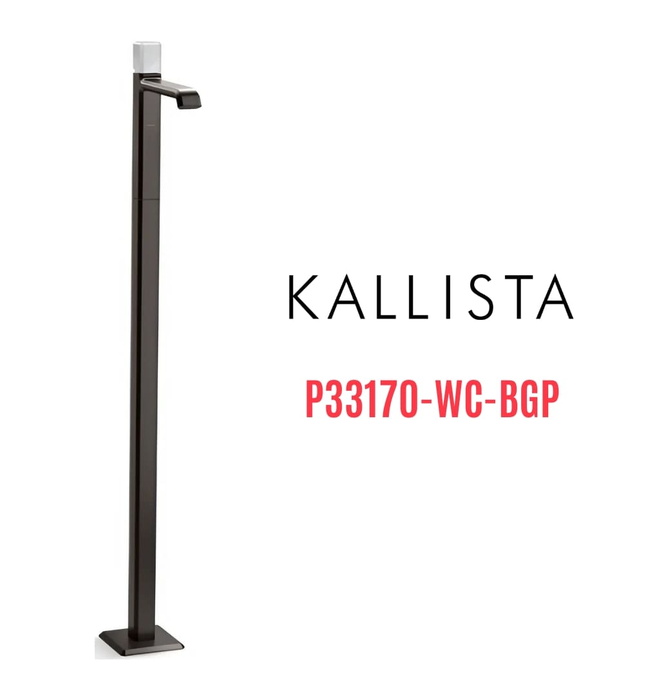 Vòi chậu rửa mặt đơn đặt sàn - đá trắng màu đen Kallista P33170-WC-BGP