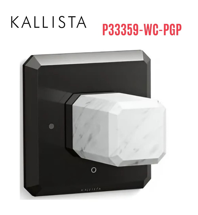 Bộ điều khiển âm lượng sen tắm - đá trắng màu đen Kallista P33359-WC-PGP