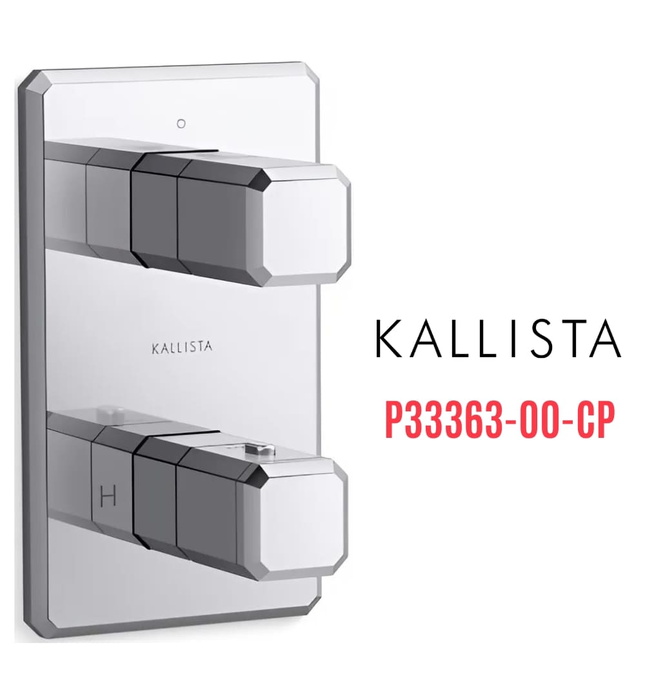 Bộ điều khiển nhiệt độ âm tường 1 lối ra màu chrome Kallista P33363-00-CP
