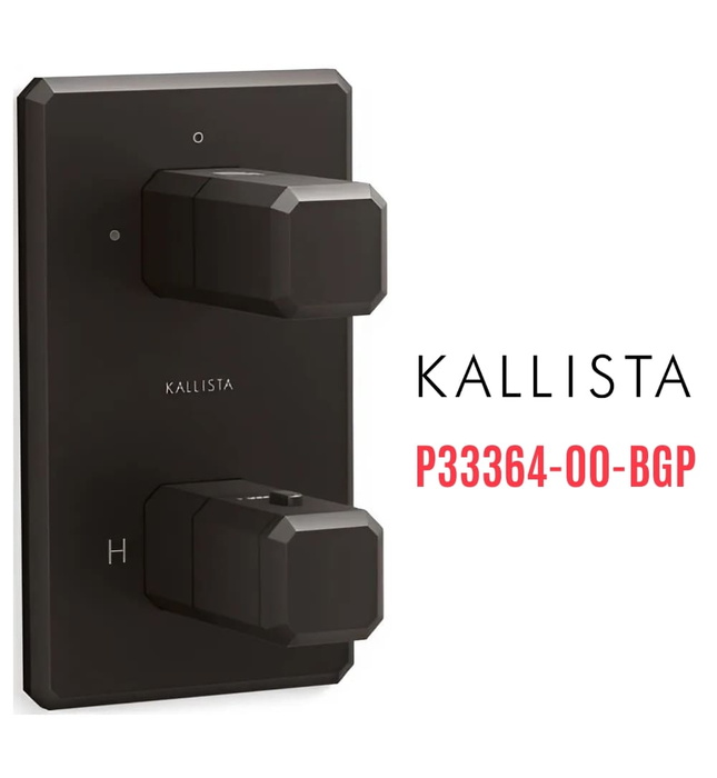 Bộ điều khiển nhiệt độ âm tường 2 lối ra màu đen Kallista P33364-00-BGP