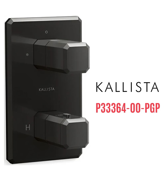 Bộ điều khiển nhiệt độ âm tường 2 lối ra màu đen Kallista P33364-00-PGP