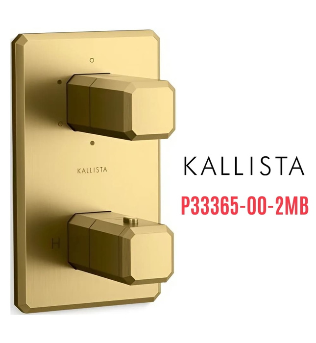 Bộ điều khiển nhiệt độ âm tường 3 lối ra màu đồng Kallista P33365-00-2MB
