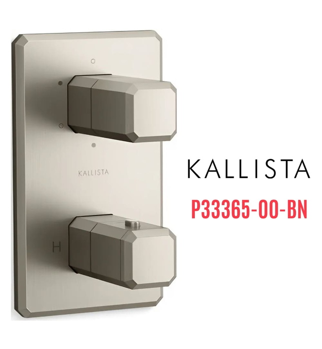 Bộ điều khiển nhiệt độ âm tường 3 lối ra màu nickel Kallista P33365-00-BN