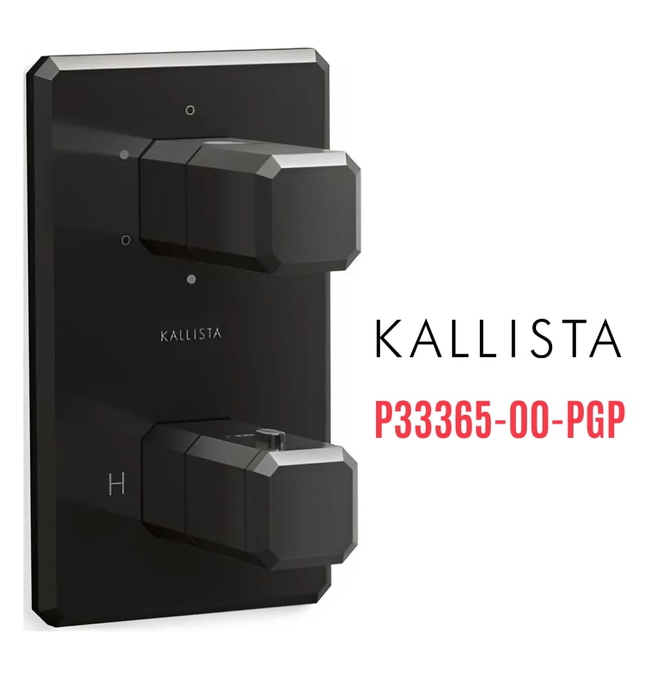 Bộ điều khiển nhiệt độ âm tường 3 lối ra màu đen Kallista P33365-00-PGP