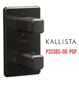 Bộ điều khiển nhiệt độ âm tường 3 lối ra màu đen Kallista P33365-00-PGP