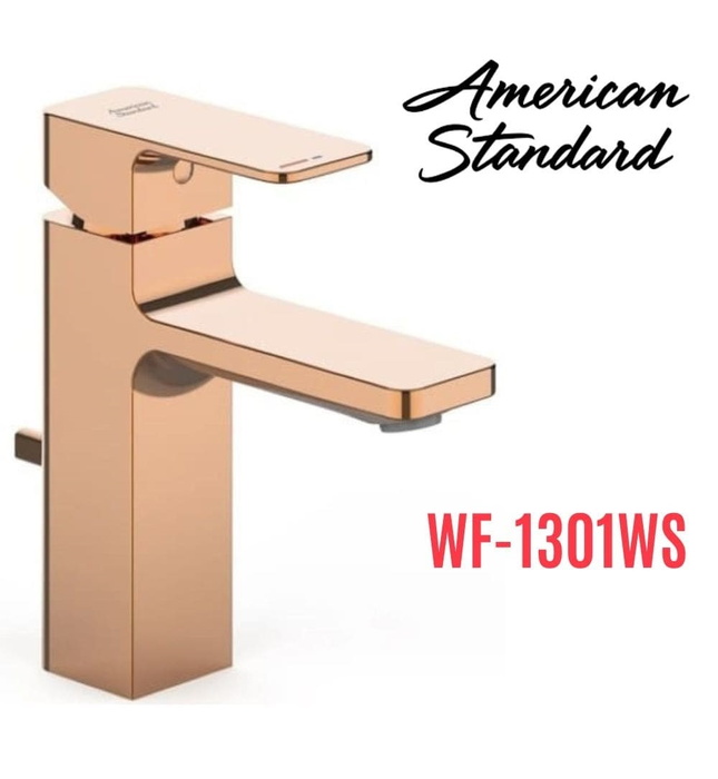 Vòi chậu 1 lỗ nóng lạnh màu vàng hồng American Standard WF-1301WS