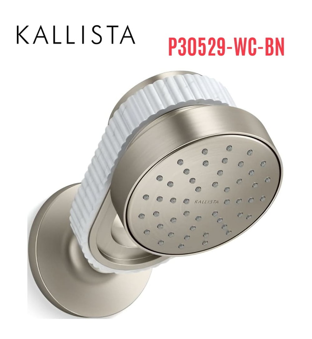 Bát sen kèm tay sen gắn tường - đá trắng màu nickel Kallista P30529-WC-BN
