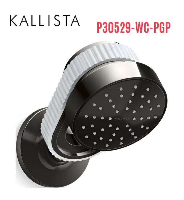 Bát sen kèm tay sen gắn tường - đá trắng màu đen Kallista P30529-WC-PGP