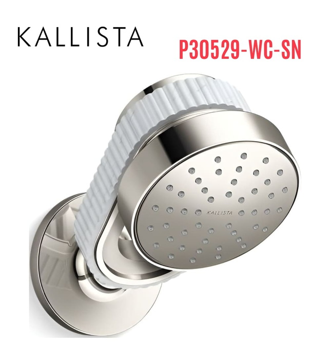 Bát sen kèm tay sen gắn tường - đá trắng màu nickel Kallista P30529-WC-SN