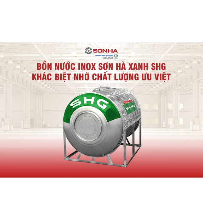 Bồn nước inox Sơn Hà Xanh 4000L ngang SHG N4000F1420