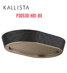 Đầu vòi sen mưa gắn trần viền đen màu đồng Kallista P30530-HB1-BV