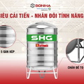 Bồn nước inox Sơn Hà Xanh 5000L đứng SHG D5000F1380