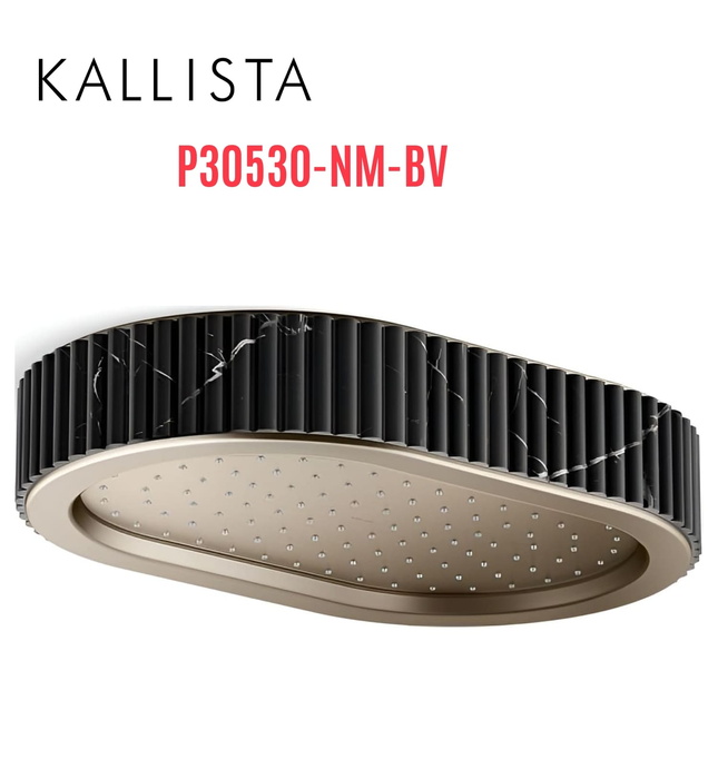 Đầu vòi sen mưa gắn trần viền đá đen màu đồng Kallista P30530-NM-BV