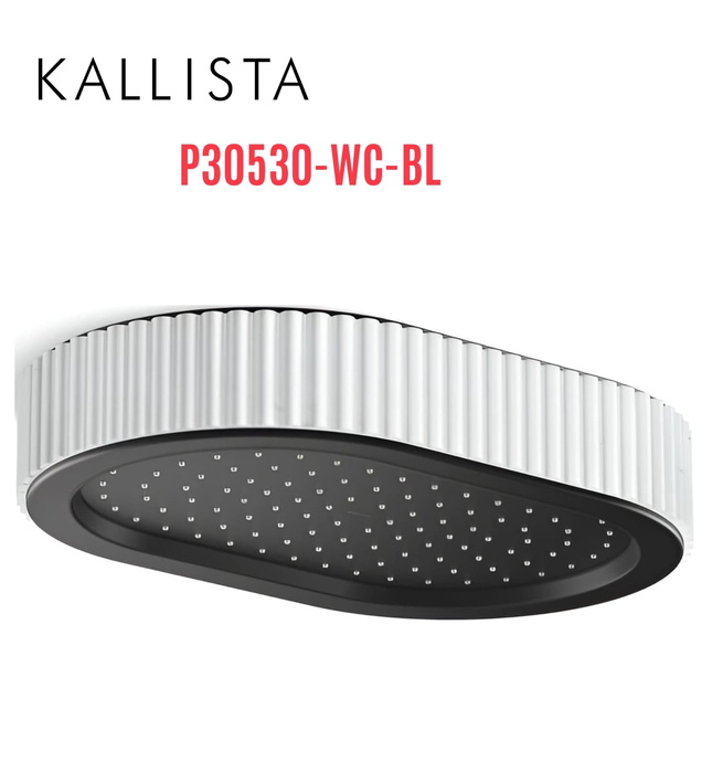 Đầu vòi sen mưa gắn trần viền đá trắng màu đen Kallista P30530-WC-BL