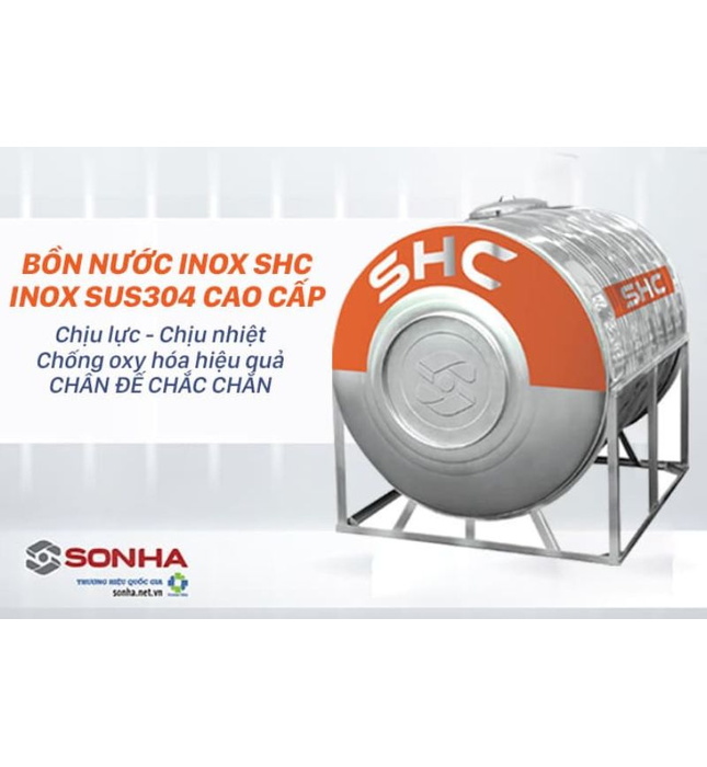 Bồn nước inox Sơn Hà Xanh 5000L ngang SHC N5000F1380