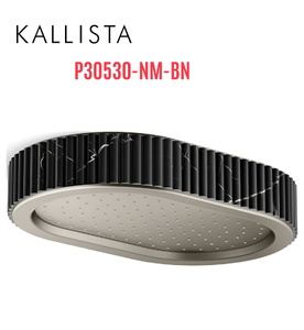Đầu vòi sen mưa gắn trần viền đá đen màu nickel Kallista P30530-NM-BN