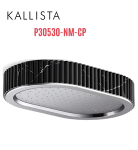 Đầu vòi sen mưa gắn trần viền đá đen màu chrome Kallista P30530-NM-CP
