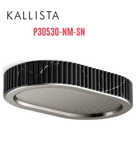 Đầu vòi sen mưa gắn trần viền đá đen màu nickel Kallista P30530-NM-SN