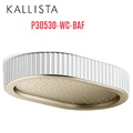 Đầu vòi sen mưa gắn trần viền đá trắng màu vàng Kallista P30530-WC-BAF