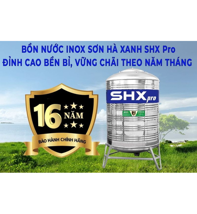 Bồn nước inox Sơn Hà Xanh 1500L đứng SHX Pro D1500F1140
