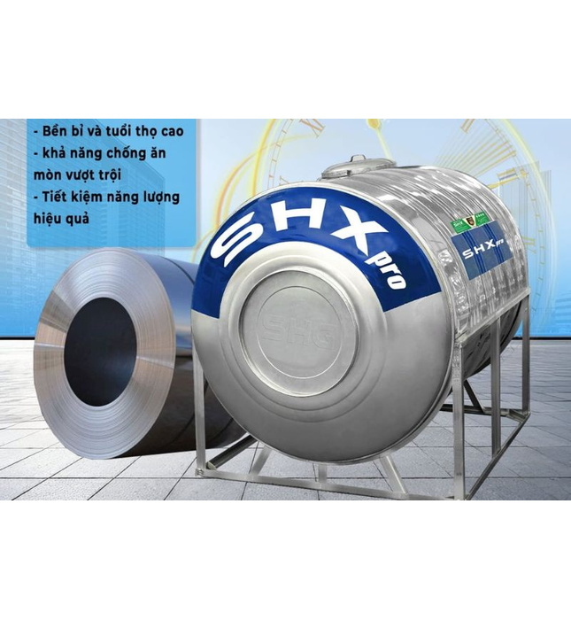 Bồn nước inox Sơn Hà Xanh 4500L ngang SHX Pro N4500F1420