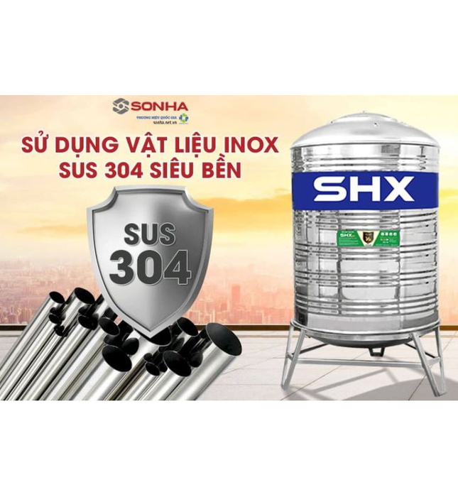 Bồn nước inox Sơn Hà Xanh 4000L đứng SHX D4000F1420