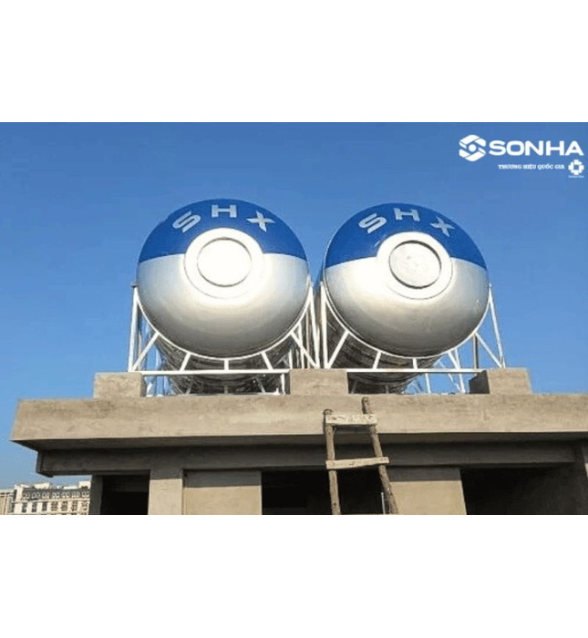 Bồn nước inox Sơn Hà Xanh 6000L ngang SHX N6000F1420