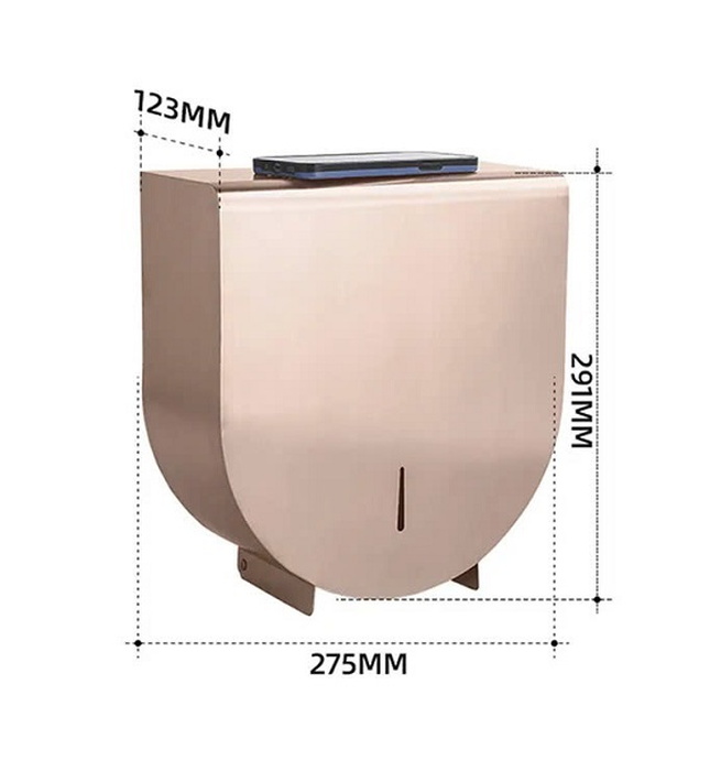 Hộp đựng giấy Inox 304 loại lớn màu hồng vàng Miken MK-1106RG 