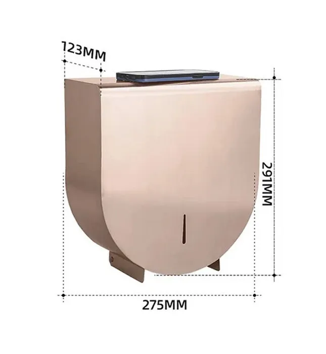 Hộp đựng giấy Inox 304 loại lớn màu hồng vàng Miken MK-1106RG