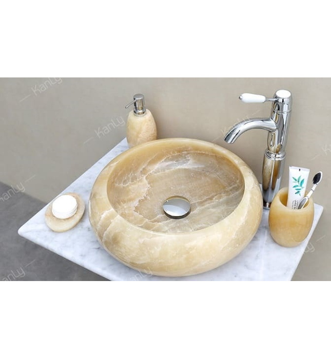 Lavabo đá tự nhiên honey onyx Kanly ONY129i