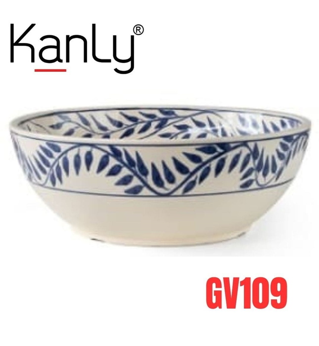 Chậu gốm họa tiết vòng lá Kanly GV109