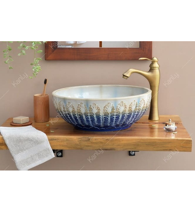 Chậu lavabo mỹ thuật bằng gốm sứ Kanly SU127