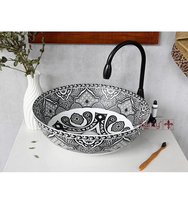 Chậu sứ hoa văn phong cách Moroccan Kanly SU713
