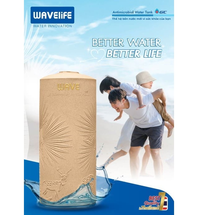 Bồn nước kháng khuẩn Thái Lan Wave The Palm D2000THC 2000L tím hoa cà