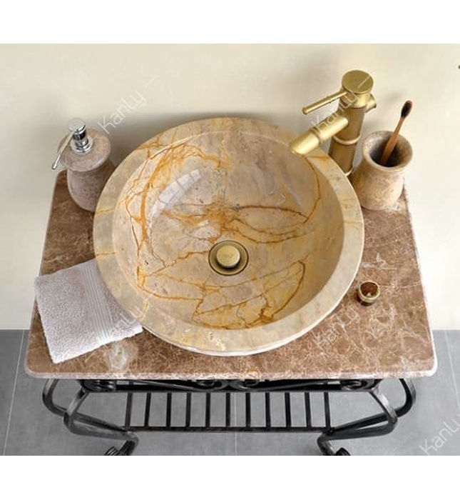Chậu lavabo đá tự nhiên cappuccino marble Kanly MAR16Bi
