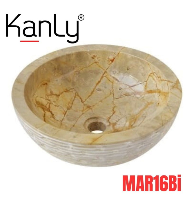 Chậu lavabo đá tự nhiên cappuccino marble Kanly MAR16Bi