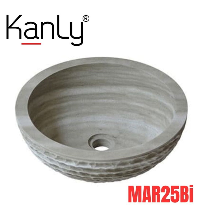 Chậu lavabo bằng đá tự nhiên Kanly MAR25Bi