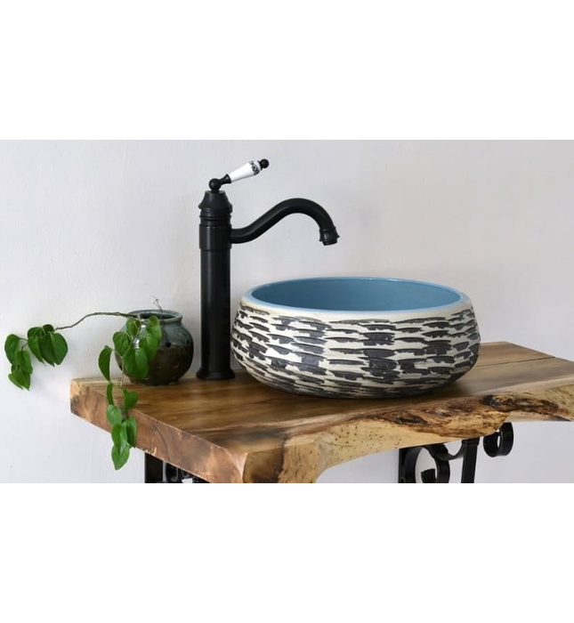 Chậu lavabo mỹ thuật bằng sứ Kanly SU010