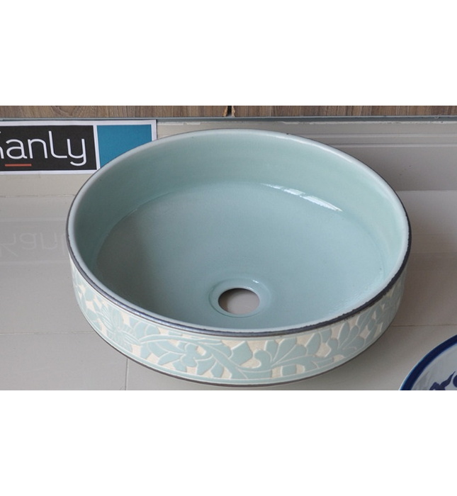 Chậu lavabo mỹ thuật bằng sứ Kanly SU111