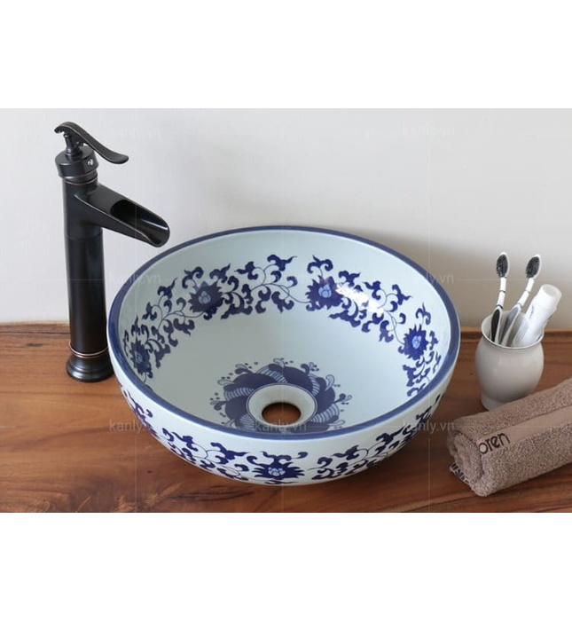 Chậu lavabo mỹ thuật bằng sứ Kanly SU118