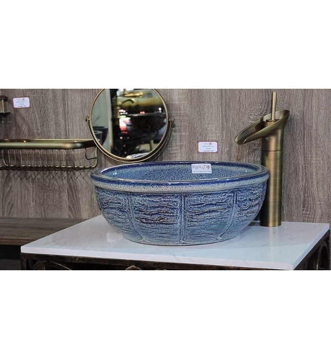 Chậu lavabo mỹ thuật bằng sứ Kanly SU124