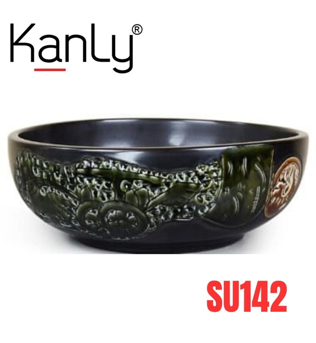 Chậu lavabo mỹ thuật bằng sứ Kanly SU142