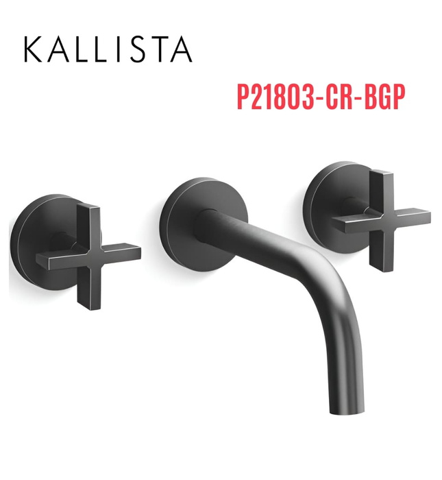 Vòi chậu rửa mặt 3 chân âm tường màu đen Kallista P21803-CR-BGP